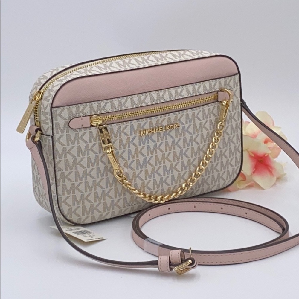MICHAEL KORS LG EW ZP CHAIN XBODY POWDER BLUSH MLT - Picture 2 of 16